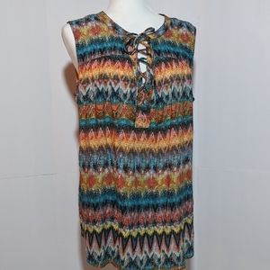 No  Boundaries Junior Top XL (15-17) Multicolor Geometric Pattern